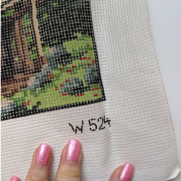 Vintage Tapex Vienna Canvas Needlepoint Kit Swiss Alps Cottage Forest Scene - Picture 7 of 10